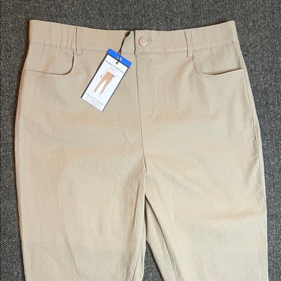NWT Mario Serrani Women’s Tan Chinos Ankle Pants sz L Pull On - Picture 3 of 12